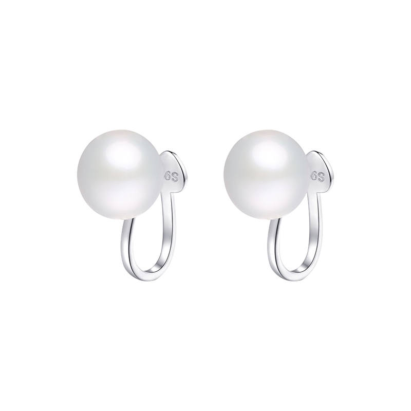 Zoo Jewel Solid 925 Sterling Silver Freshwater Pearl Ear Clip Jewelry Women's
