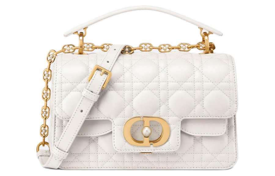 DIOR Jolie Cow Leather Shoulder Bag, Crossbody Bag, Handbag Small Women's Milk White