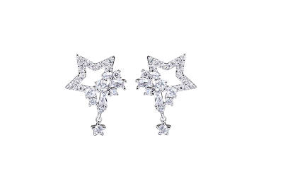 VERENA REINE Zircon Gold Plated Clip On Earrings Women's