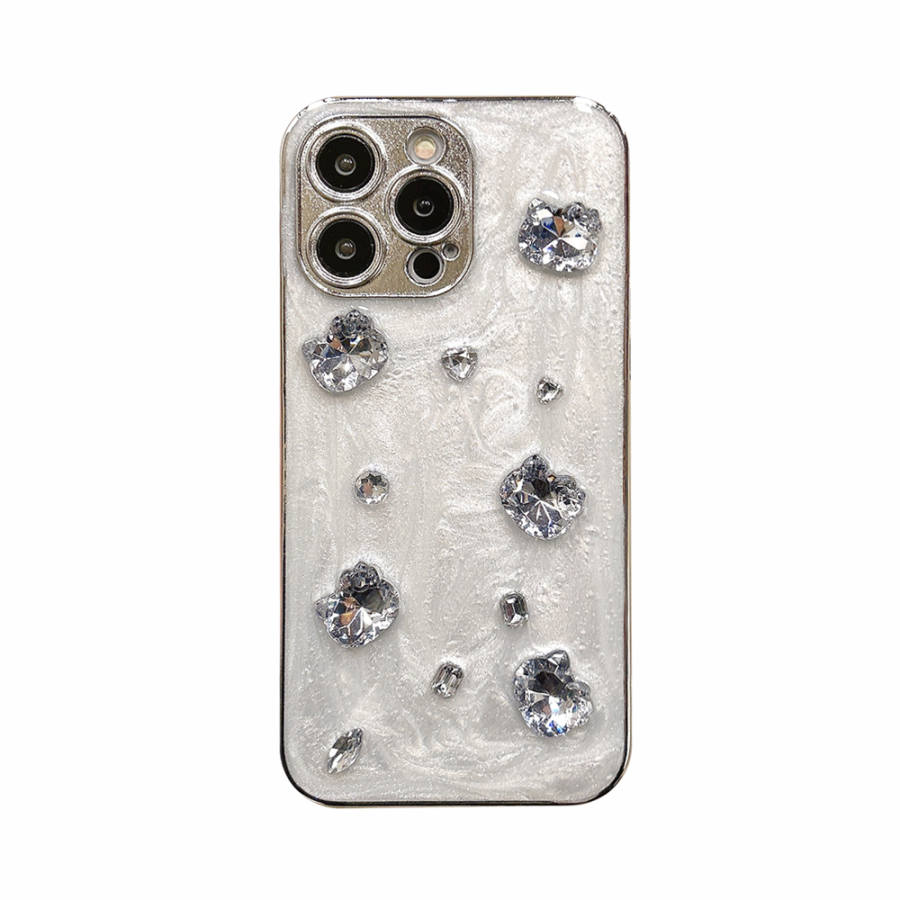 MOUEI PC Material Apple 15 Electroplated Ink Wash Glue Drip 3D Effect Heart Cute Fashion Quality Refreshing Phone Cases
