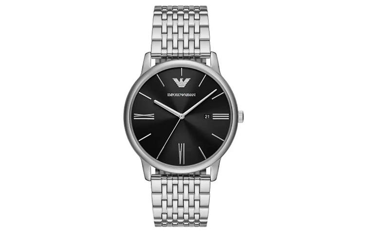 EMPORIO ARMANI Wrist Watches Quartz Movement Stainless Steel Strap 42mm Black Dial Men's Watches
