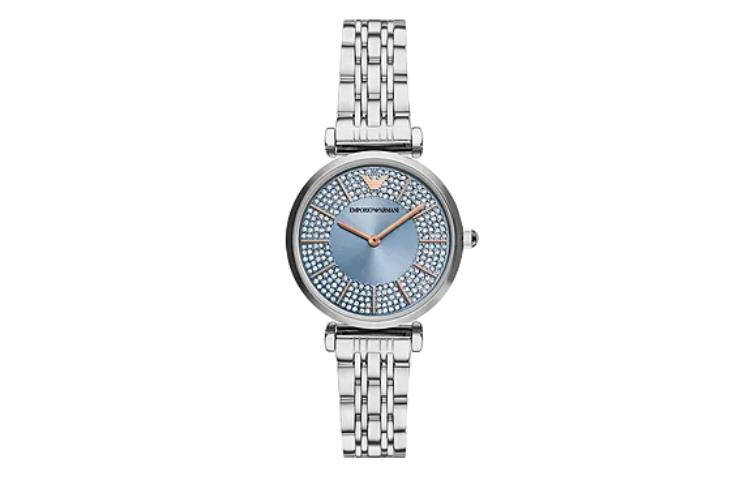 EMPORIO ARMANI Wrist Watches Quartz Movement Stainless Steel Strap 32mm Blue Dial Women's Watch 30m Waterproof