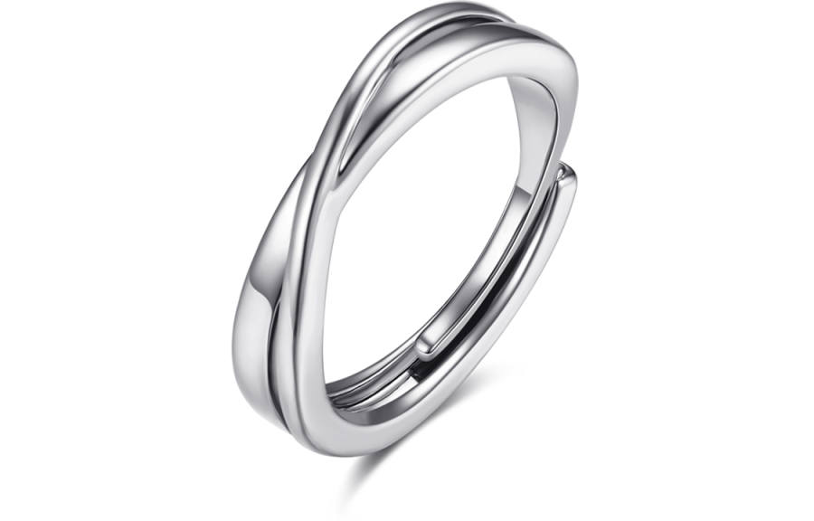 BYG Zircon Inlaid Rings Unisex Silver Gift Box Set