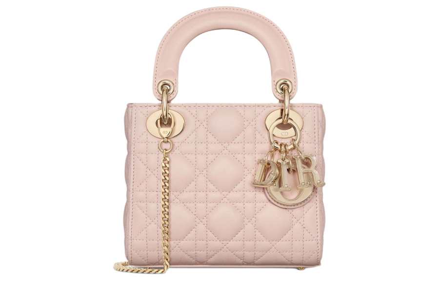 DIOR Lady Dior Sheepskin Handbag, Shoulder Bag, Crossbody Bag, Handbag Mini Women's Rouge Pink