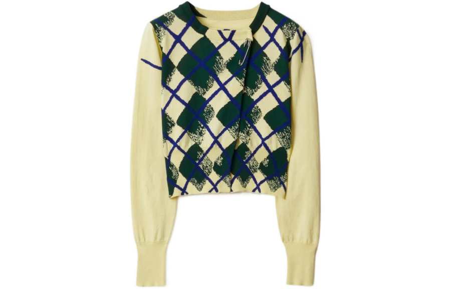 Burberry argyle-intarsia cropped cotton jumper