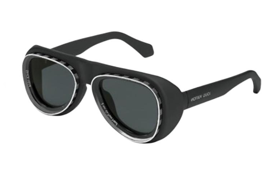 LOUIS VUITTON LOUIS VUITTON SUPER VISION PILOT Metallic Nylon Irregular Shape Sunglasses Men's Black