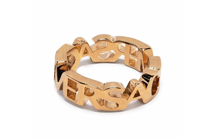 VERSACE VERSACE Logo Lettering Shiny Ring