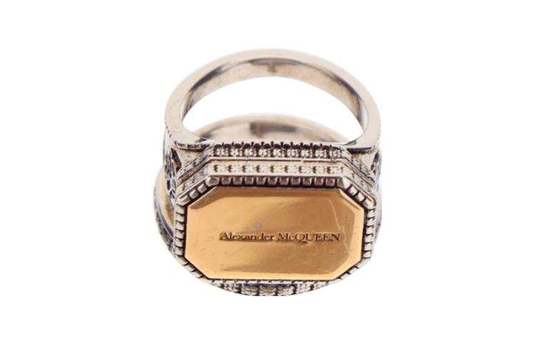 Alexander McQueen Engraving Brass Rings Men's Silver/Gold