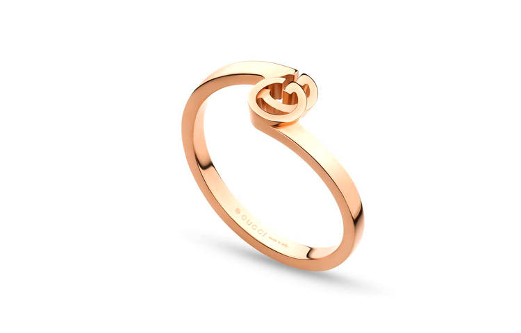 GUCCI GG Running 18K Rose Gold Rings Unisex Rose Gold