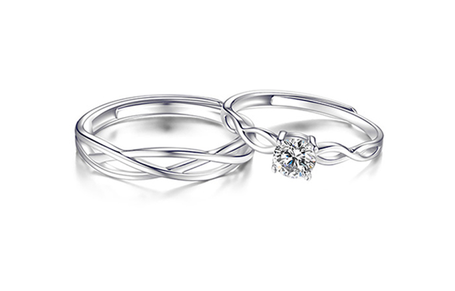 FANCI FANCI S925 Silver Plain Ring Pair Unisex