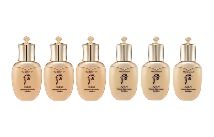 The History Of Whoo Sky Rate Dan And Rate Sample Set, Nourishing Hydrating Repairing 25ml Water * 3+25ml Milk * 3