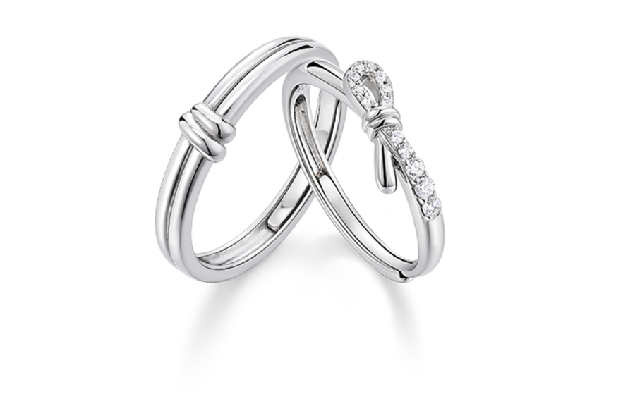 KADER KADER S925 Silver Couple Rings Unisex Silver White