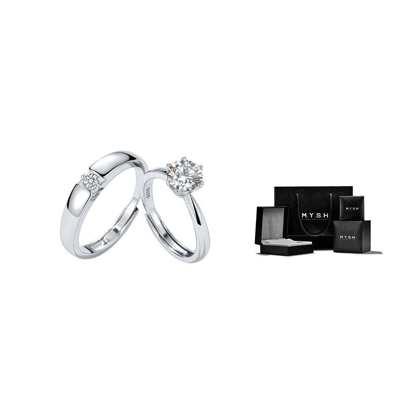 MYSH MYSH 925 Sterling Silver Couple Rings Unisex Box