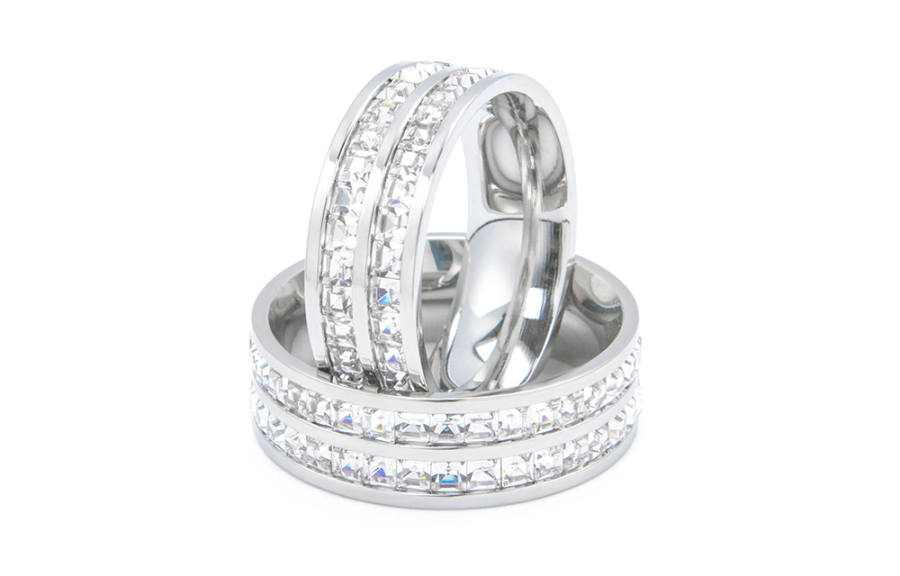 Cooraree Titanium Steel Rings Unisex Sparkling Galaxy
