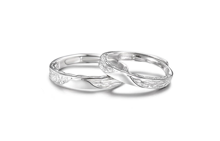 Muyan S999 Fine Silver Ripple Heartbeat Ring Unisex