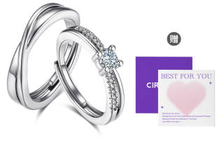 CIROCCO Zircon Inlaid Rings Unisex Silver Gift Box Set