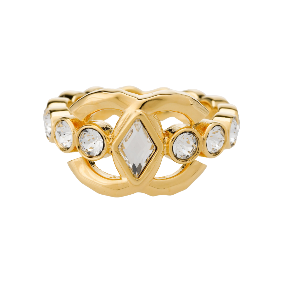 CHANEL Chanel 1986-1988 Coco Mark crystal ring