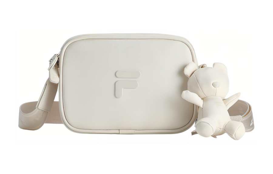 FILA FUSION Polyurethane, Synthetic Leather Cute Bear Camera Bag, Shoulder Bag, Crossbody Bag Unisex Steam White