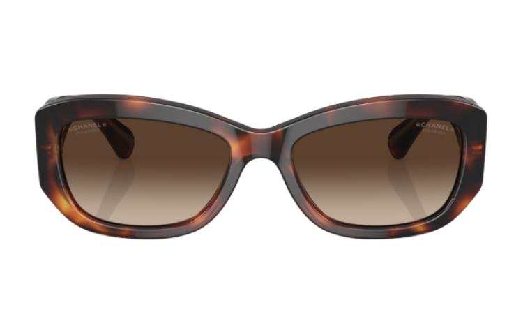 CHANEL CHANEL Irregular Shape Sunglasses Women's Brown