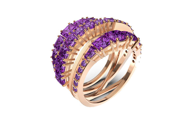 Swarovski Twist Rings Women's Rose Gold/Purple