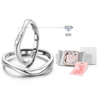 SOFTDORA S925 Silver Set With Diamonds Rings Unisex