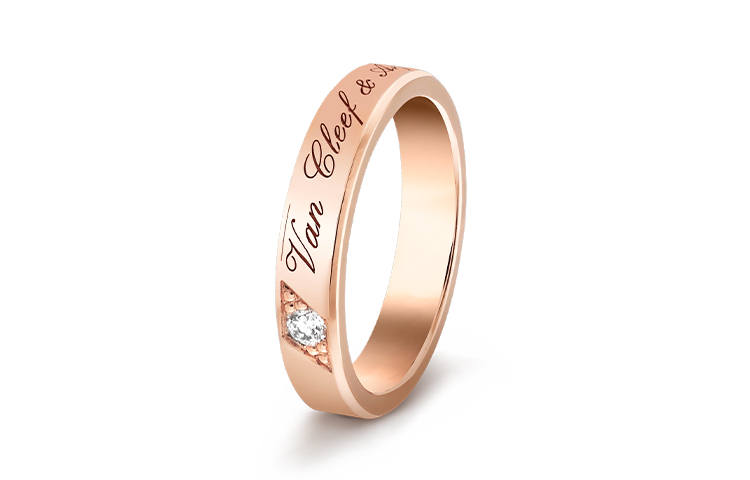 Van Cleef & Arpels Toujours Signature Etoiles 18K Gold Diamond Rings Unisex Rose Gold