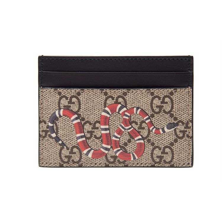 GUCCI Canvas With Leather Card Holder Card Holder Men's Ebony & Black