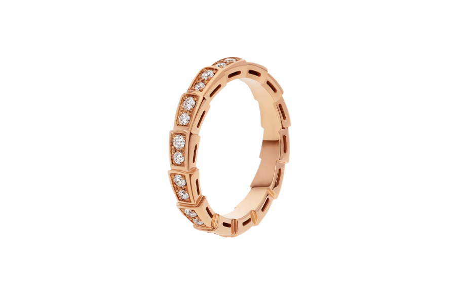 BVLGARI Pre Owned 10's 18kt Rose Gold Serpenti Viper Diamond Ring
