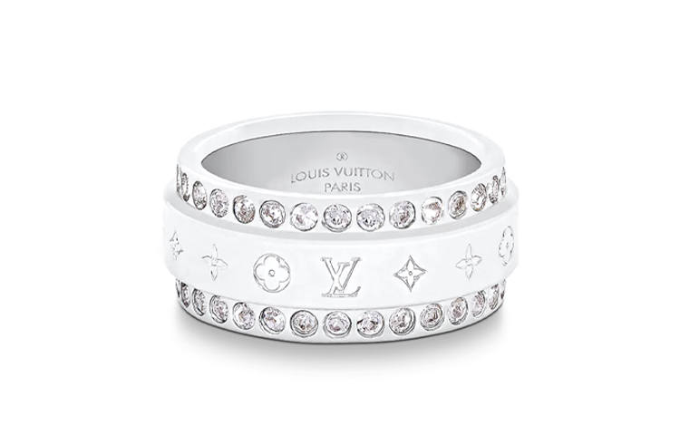 LOUIS VUITTON Catch Crystal/Semi precious Stones Rings Men's Silver