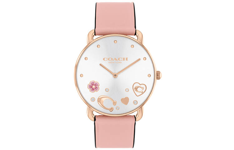 COACH ELLIOT European/US Watches Wrist Watches Quartz Movement Leather Strap 36mm White Dial Women's Watch
