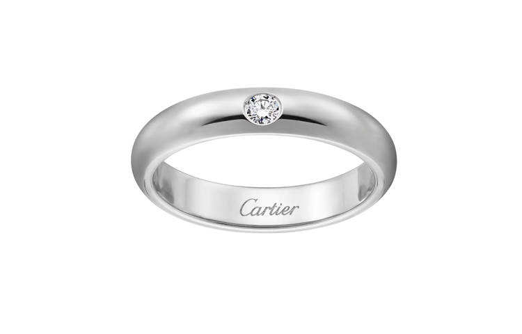 CARTIER 1895 Series Platinum Diamond Rings Unisex