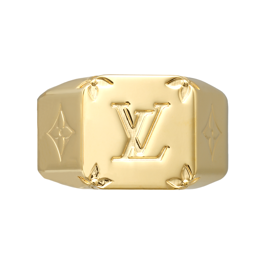 LOUIS VUITTON Pre Owned 2021 Plated Monogram Signet Ring L Costume Ring