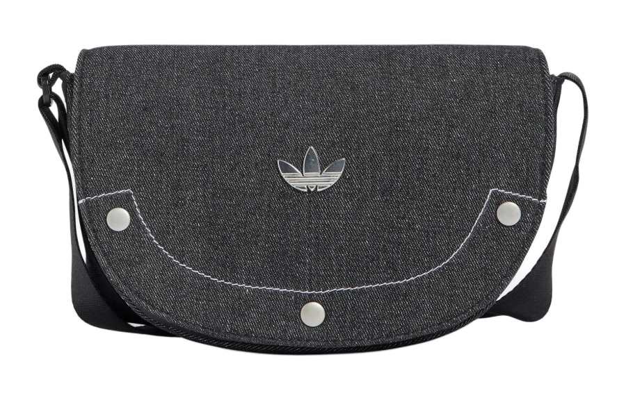 Adidas Originals Trefoil Cotton Blend With Recycled Polyester Portable Crossbody Bag, Shoulder Bag Women's Black