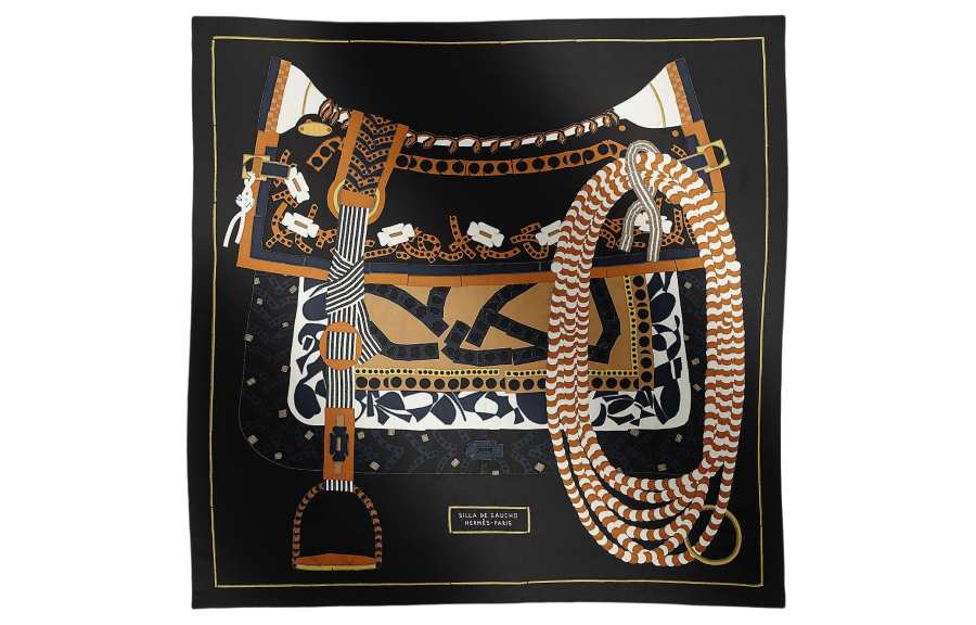 HERMES HERMES Silk Scarves Women's Black