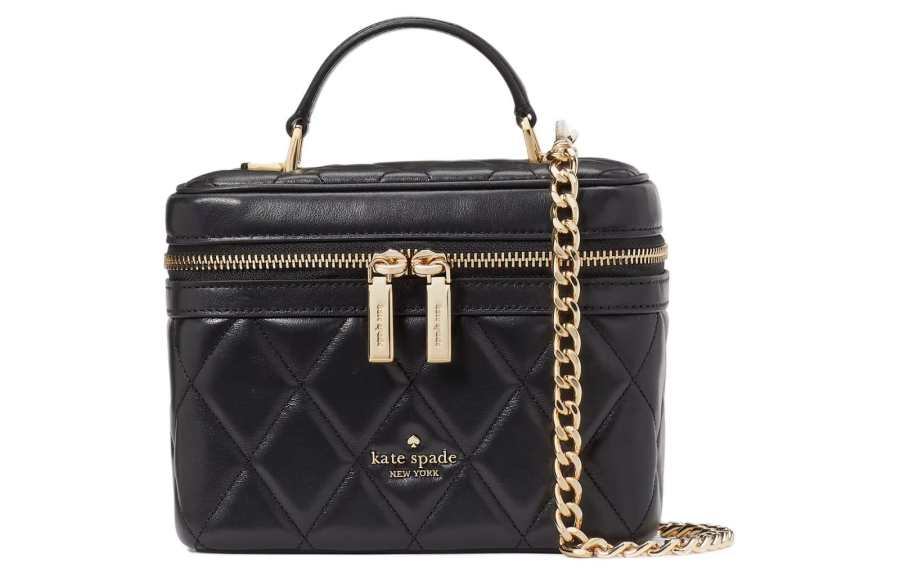 Kate Spade Smooth Quilted Leather Handbag, Shoulder Bag, Crossbody Bag Women's Black