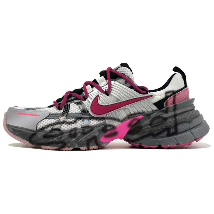 Nike Nike V2K Run Slip Resistant Abrasion Resistant Low top Running Shoes Women's White Gray Pink