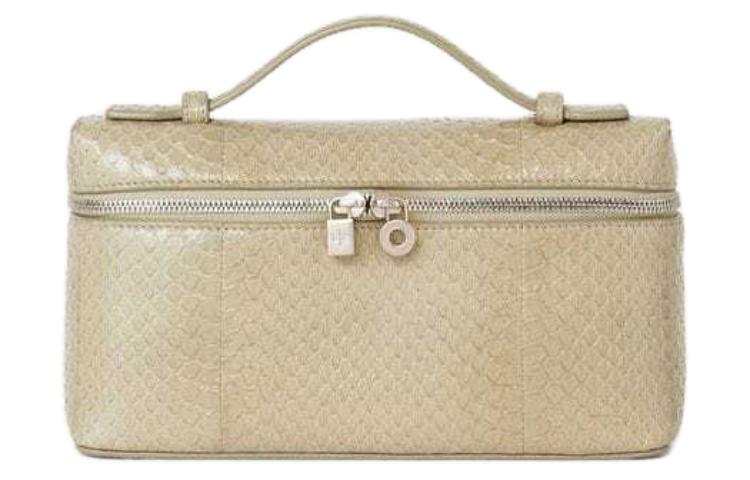 Loro Piana ExtraPocket Snake Leather Clutch Women's Light Mustard Cyan