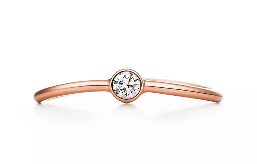 TIFFANY & CO. Minimalist Style 18K Rose Gold Diamond Rings Women's Rose Gold