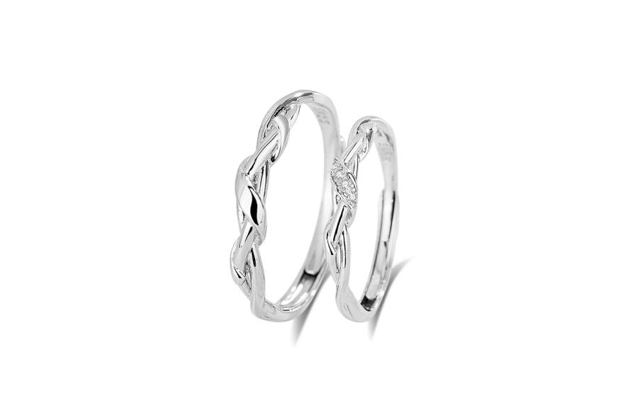 Muyan Muyan S925 Silver Braided Twist Ring Unisex