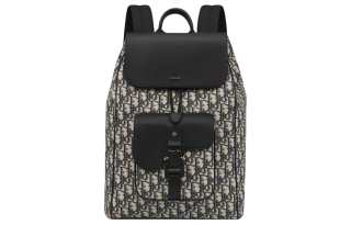 DIOR Grained Calfskin Backpack Men's Beige & Black