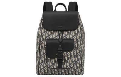 DIOR Grained Calfskin Backpack Men's Beige & Black