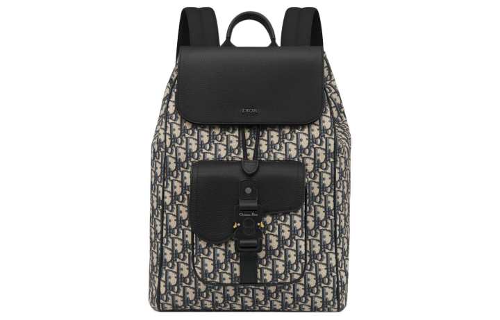 DIOR DIOR Grained Calfskin Backpack Men's Beige & Black