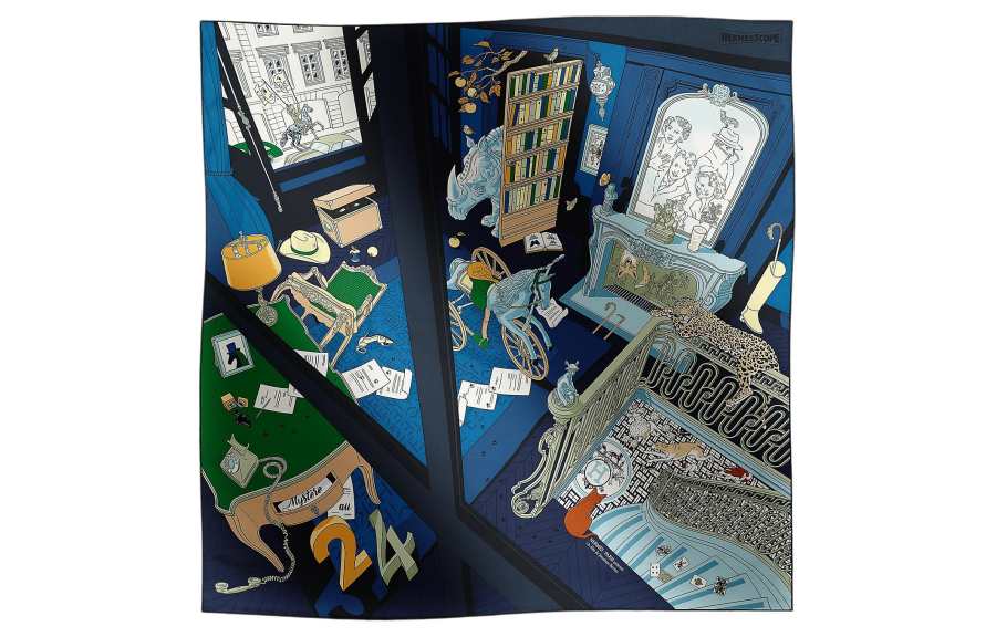 HERMES HERMES Silk Scarves Women's Blue