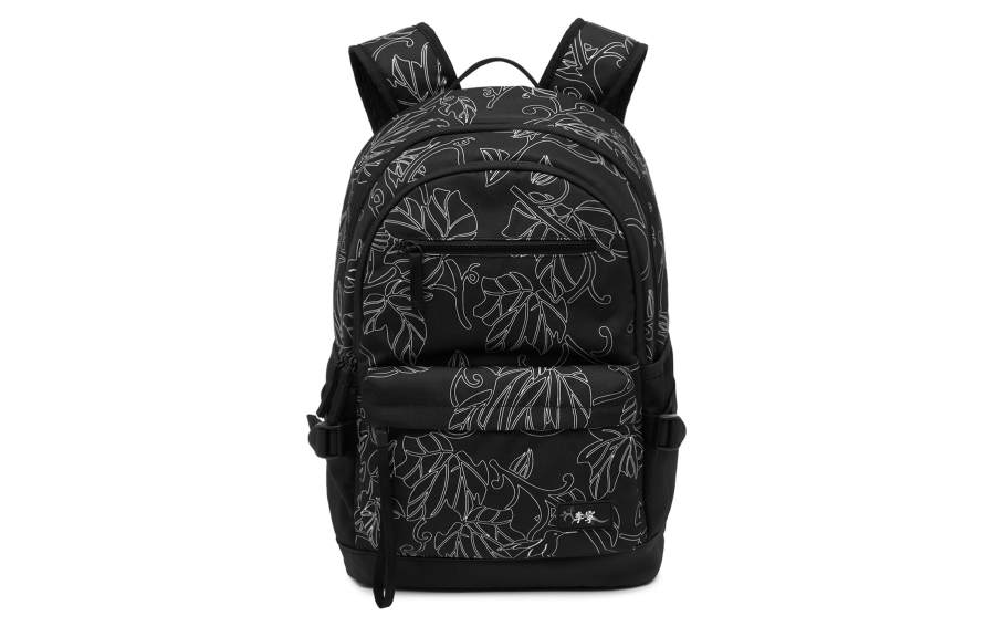 Li-Ning Li Ning Sports Life Collection Polyester Sports Backpack Unisex Black All Over Print