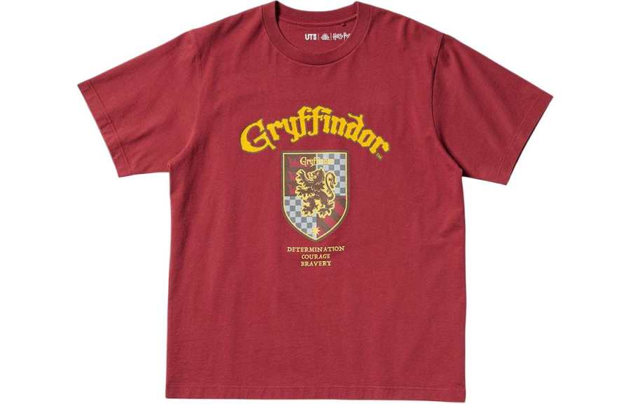 UNIQLO Harry Potter Co Brand T Shirts Unisex Maroon Crew Neck Moderate