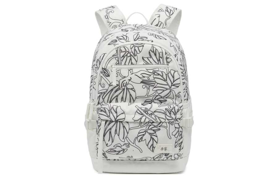 Li-Ning Li Ning Sports Life Collection Polyester Sports Backpack Regular Unisex White All Over Print