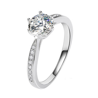 YOUSHOUDENGDAI 925 Silver Moissan Micro Inlaid Six Claw Ring Women's