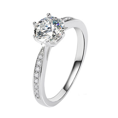 YOUSHOUDENGDAI 925 Silver Moissan Micro Inlaid Six Claw Ring Women's