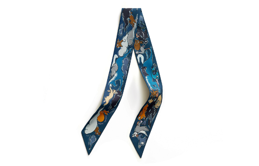 HERMES HERMES Twilly Scarves Unisex Blue