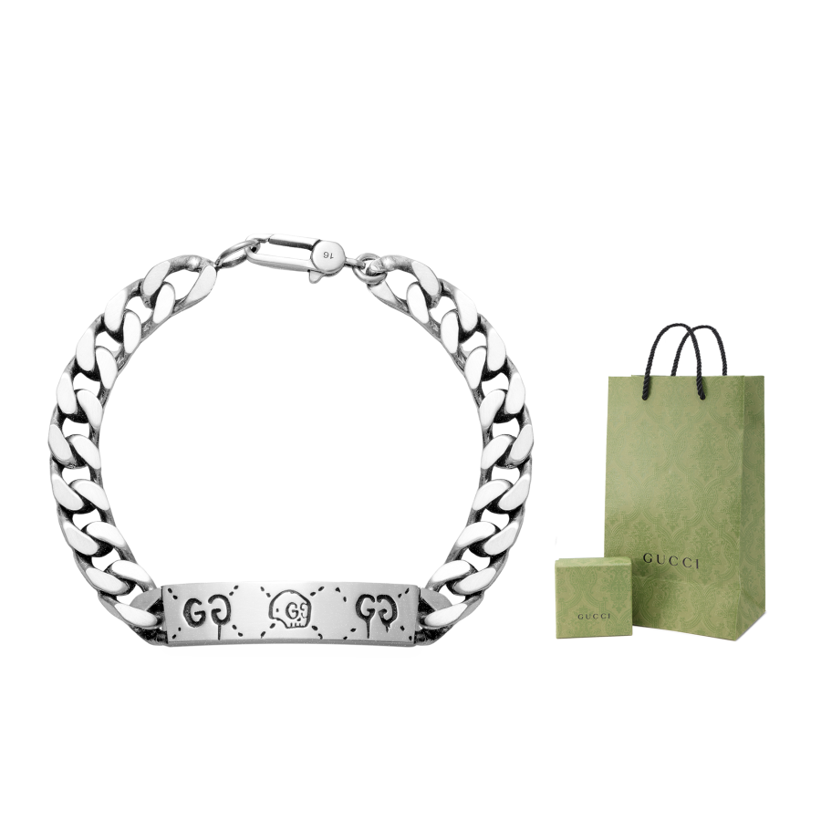 GUCCI 925 Sterling Silver Cuban Chain Bracelet Women's